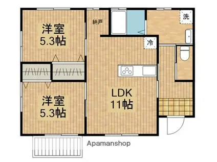 日豊本線 都城駅 バス乗車時間:15分 都北町バス停で下車 徒歩6分 1階建 築3年(2LDK)の間取り写真