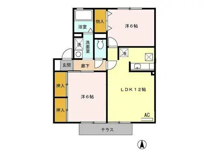 ウィルコート志比田(2LDK/2階)の間取り写真