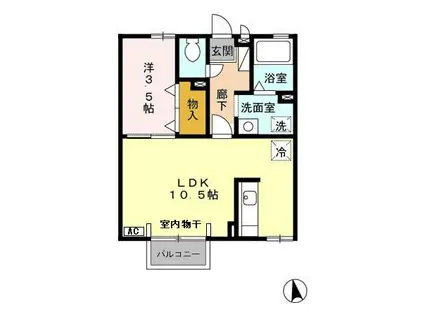 エストリル2(1LDK/1階)の間取り写真