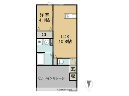 高城町アパートA棟(1LDK/1階)の間取り写真