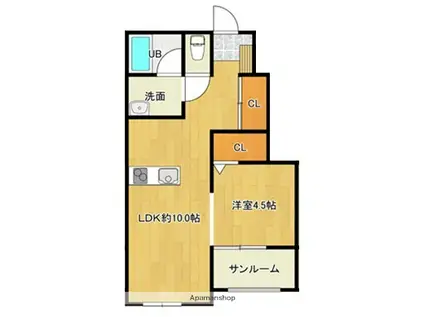 MASHA棟(1LDK/1階)の間取り写真