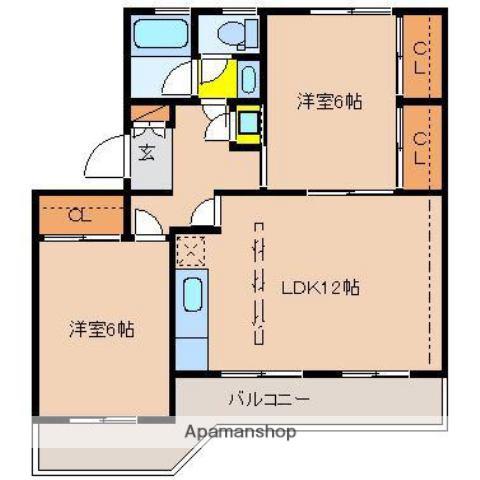 日南線 宮崎駅 徒歩5分 4階建 築42年(2LDK/3階)の間取り写真