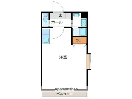 ウエストコースト2(ワンルーム/4階)の間取り写真