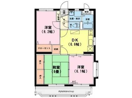スターマンション(3DK/3階)の間取り写真