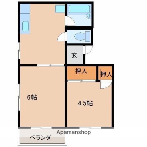 第一弘コーポ(2DK/3階)の間取り写真