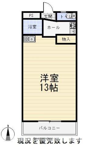 エクセルシオールⅠ(ワンルーム/2階)の間取り写真