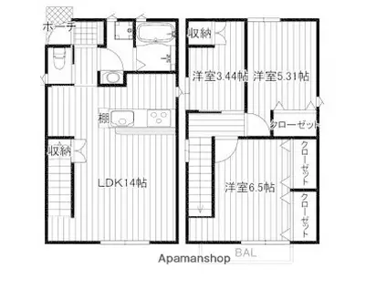 日南線 宮崎駅 徒歩13分 2階建 築8年(3LDK)の間取り写真