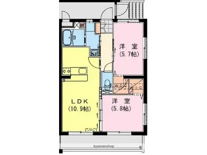 REVEL OCEAN(2LDK/4階)の間取り写真