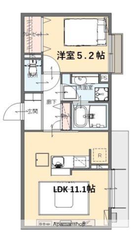 エスポワールタカムラⅡ(1LDK/2階)の間取り写真