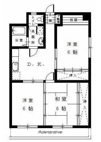 NA ビル(3DK/4階)の間取り写真