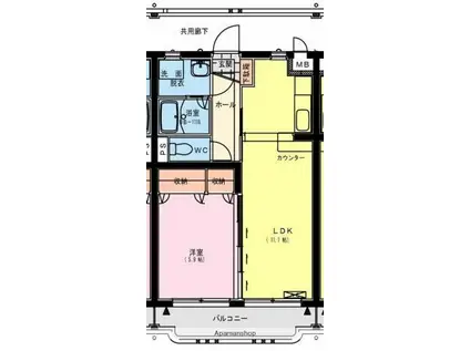 ユーミーLIFEⅡ(1LDK/2階)の間取り写真