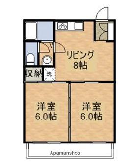 サンライズ矢野Ⅱ(2DK/2階)の間取り写真