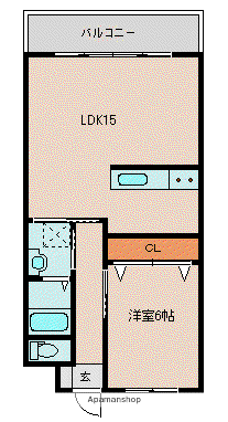 ユウネクスト高松Ⅰ(1LDK/2階)の間取り写真