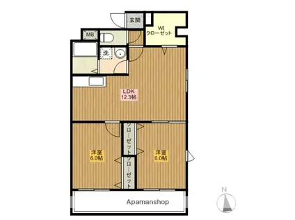 カーサ高千穂通(2LDK/4階)の間取り写真