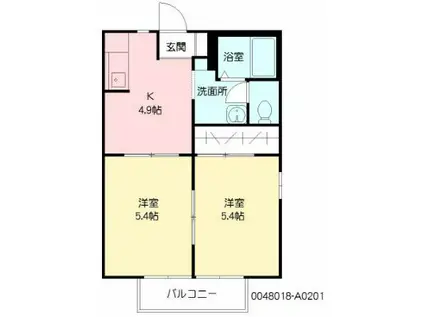 フレグランスアザレア(2DK/2階)の間取り写真