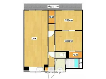 日栄コーポ(2LDK/3階)の間取り写真