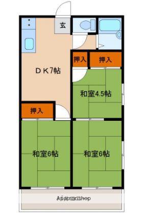 川島コーポ(3DK/2階)の間取り写真