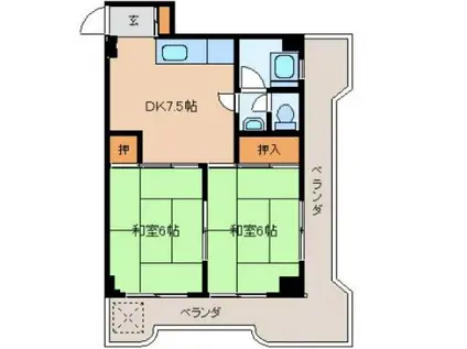 綾グリーンコーポ(2DK/3階)の間取り写真
