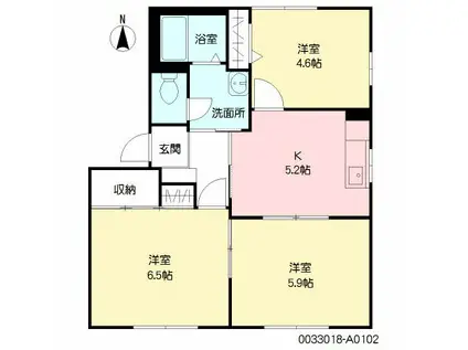 フォーレス花山手壱番館(2LDK/1階)の間取り写真