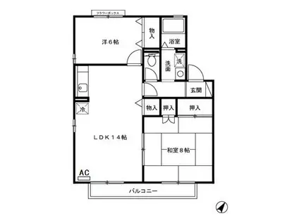 サーフスリィ吉村(2LDK/1階)の間取り写真