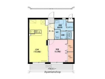 高洲町YMマンション(1LDK/3階)の間取り写真