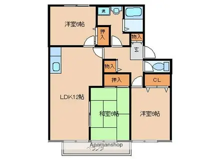 グローバルベレッジTANAKA(3LDK/2階)の間取り写真