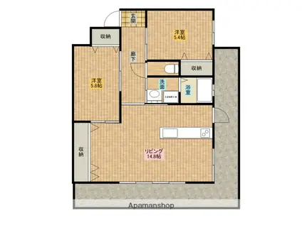 J.FEEL高千穂通(2LDK/5階)の間取り写真