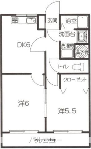 セントーレアⅡ(2DK/1階)の間取り写真