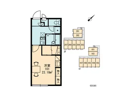 レオパレスさそら(1K/1階)の間取り写真