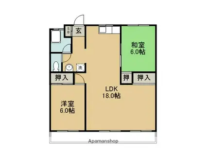 崎原第3マンション(2LDK/3階)の間取り写真