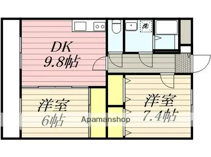 リージングマンション(2DK/3階)の間取り写真