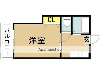 ユウネクスト南宮崎(1K/1階)の間取り写真