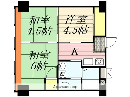 江平ビル(3K/8階)の間取り写真