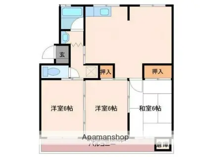 ジーピー12番館(4DK/2階)の間取り写真