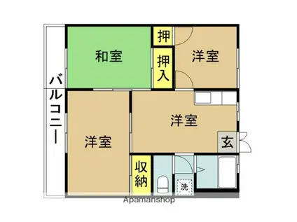 スカイハイツA(3DK/2階)の間取り写真