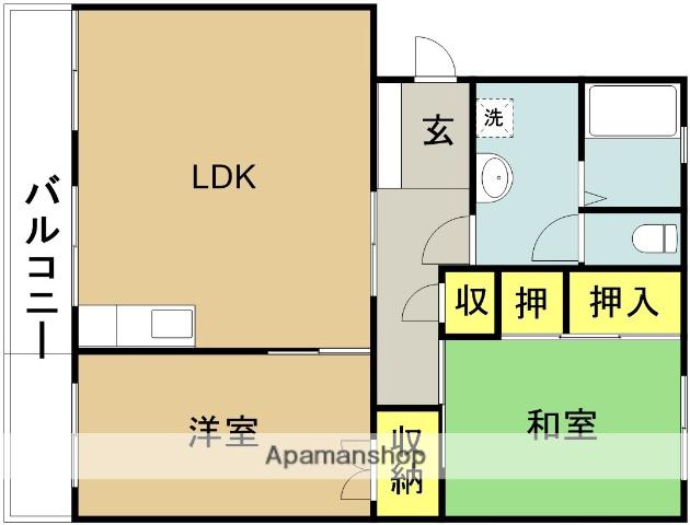 エクセルハウス壱番館(2LDK/4階)の間取り写真