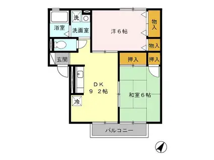 セジュールTOJIKI(2DK/1階)の間取り写真