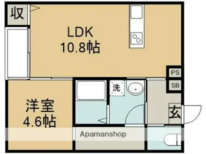 CUORE C棟(1LDK/2階)の間取り写真