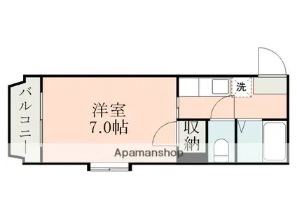 レインボー鴨池(1K/3階)の間取り写真