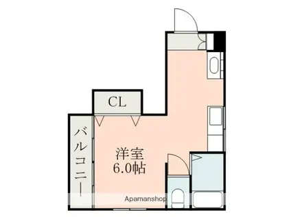 スプリングハイツ中洲(ワンルーム/2階)の間取り写真