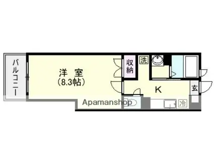 ミア・カーサ(1K/4階)の間取り写真