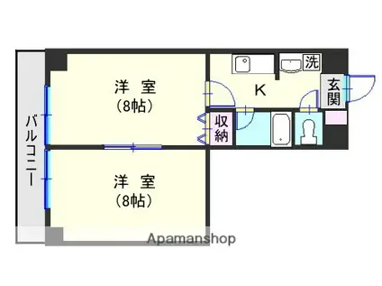 田原ビル(2K/5階)の間取り写真