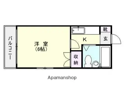 O N 1(1K/3階)の間取り写真