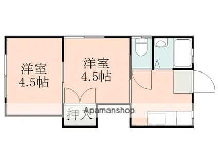 迫田アパート(2K/2階)の間取り写真