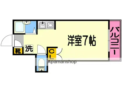 アップルコート紫原Ⅱ(ワンルーム/2階)の間取り写真