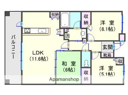ジェネラス中央町(3LDK/10階)の間取り写真