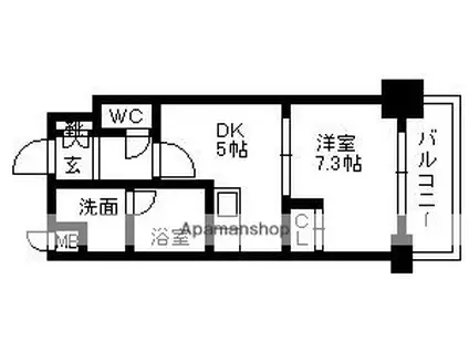 パークサイド加治屋町(1DK/5階)の間取り写真