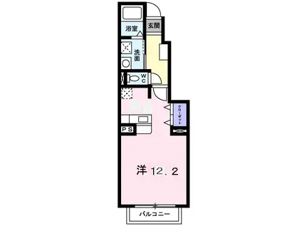 エレガンソーレⅡ(ワンルーム/1階)の間取り写真