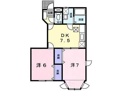 ハ-ヴェストFーB(2DK/1階)の間取り写真