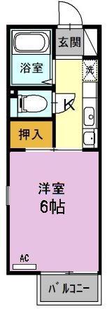 セリバテール東谷山Ⅰ(1K/2階)の間取り写真